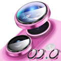 Suoman Camera Lens Protector for iPhone 16 /iPhone 16 Plus Easy to Install 9H Hardness Tempered Glass Ultra HD Anti-Scratch for iPhone 16 /iPhone 16 Plus Metal Independent lens Protector -Pink